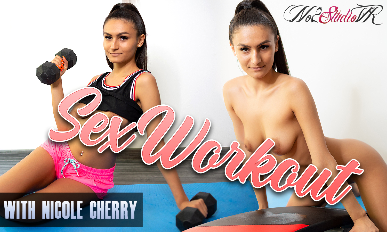 Nicole Cherry performs a blowjob in a POV sex workout scene filmed in 4K 60 FPS VR by No2StudioVR