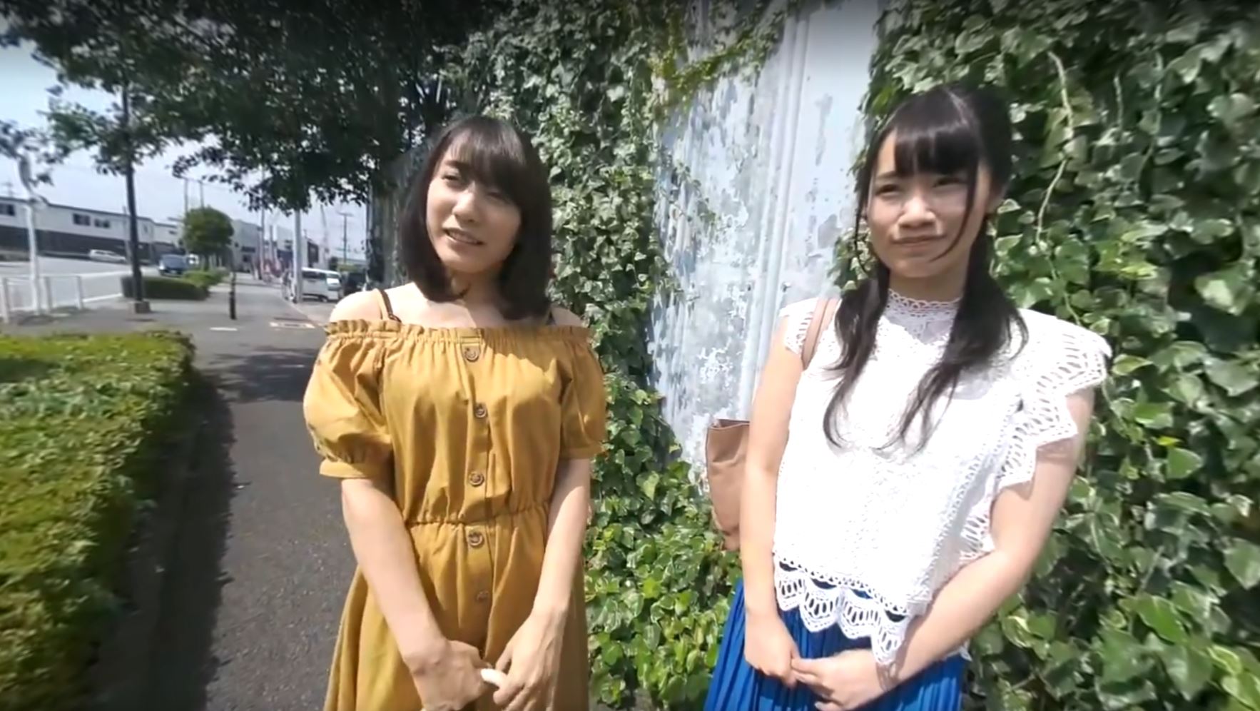 Brunette models Ririka and Yua Takanashi tease outdoors in this EAGLE 4K non POV VR adult video thumbnail.