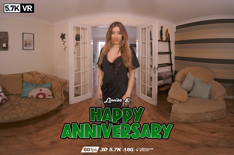 Louise K poses solo in a dark room for ZexyVR 4K non POV VR video with 60 frames per second