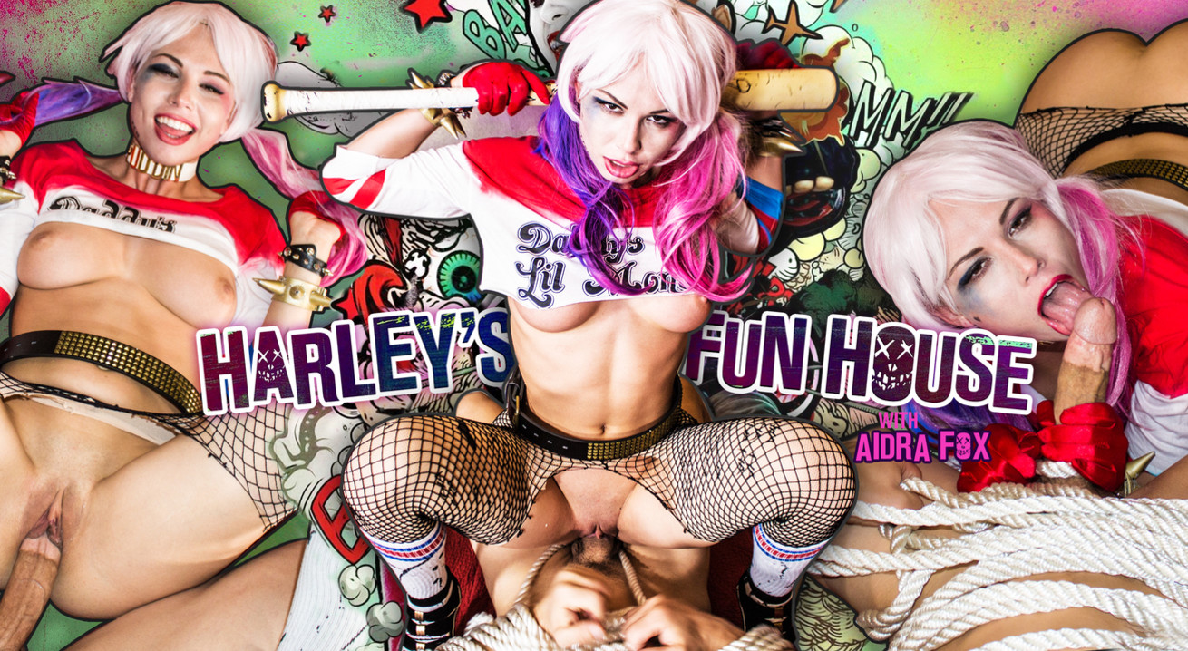 Aidra Fox in cosplay performs a POV blowjob and kiss in WANKZVR's remastered 60 FPS adult VR production.