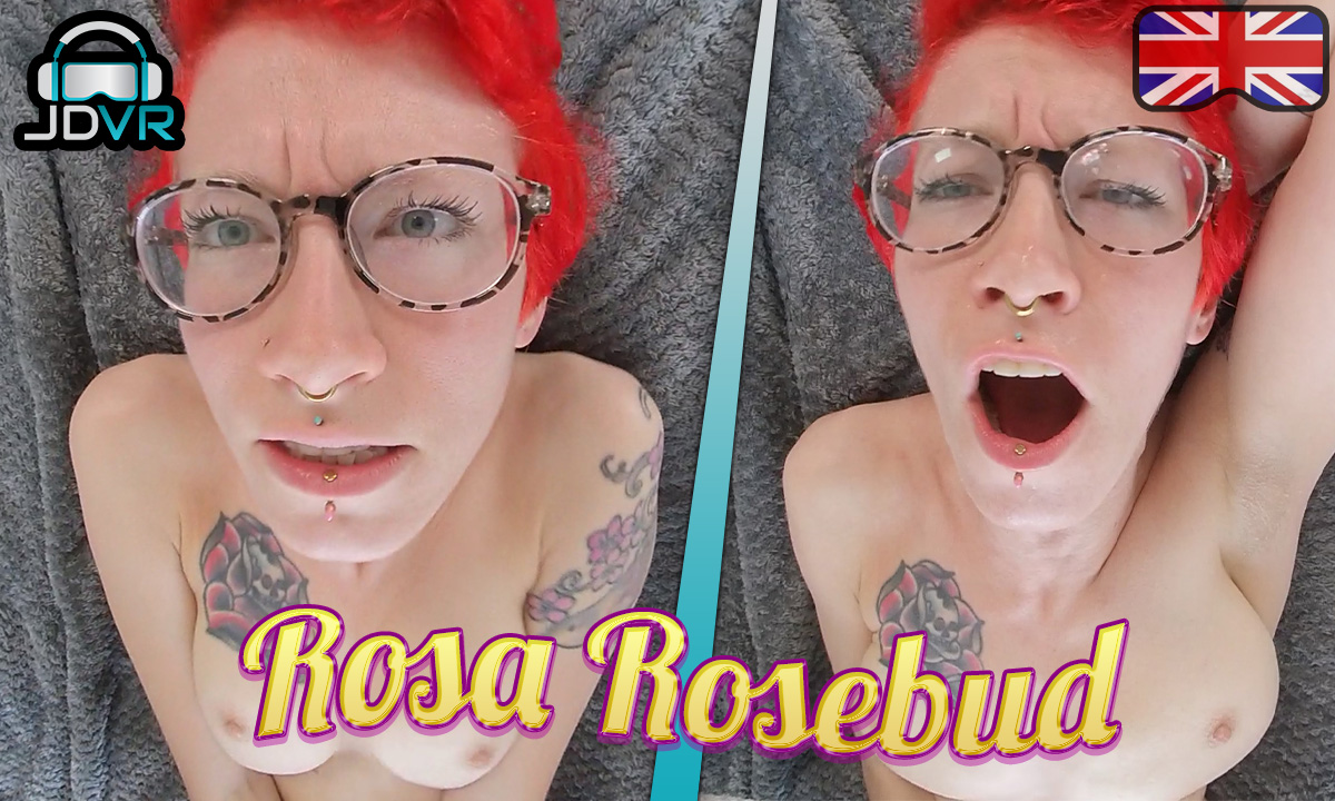 Rosa Rosebud performs a solo red head scene in 4K VR with non POV camera angles and 60 FPS quality.
