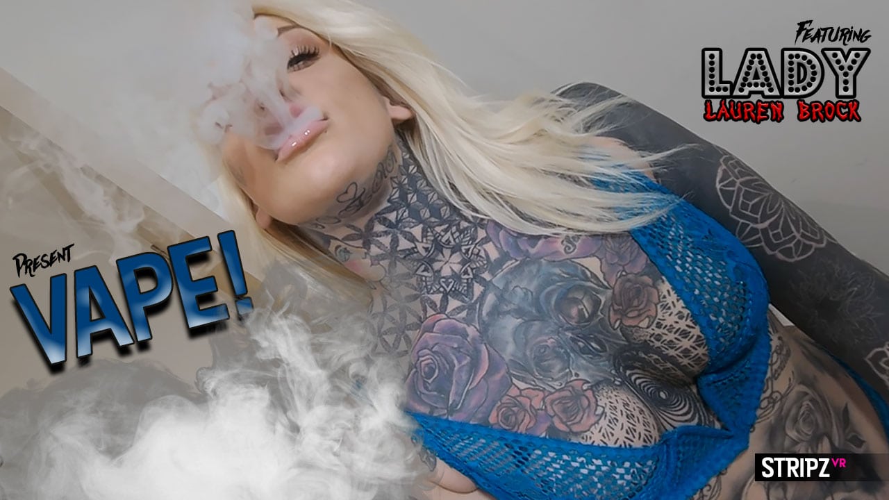 Lauren Brock poses solo in a non POV 4K VR scene featuring extreme tattoos and European styling in a premium 60 FPS production.