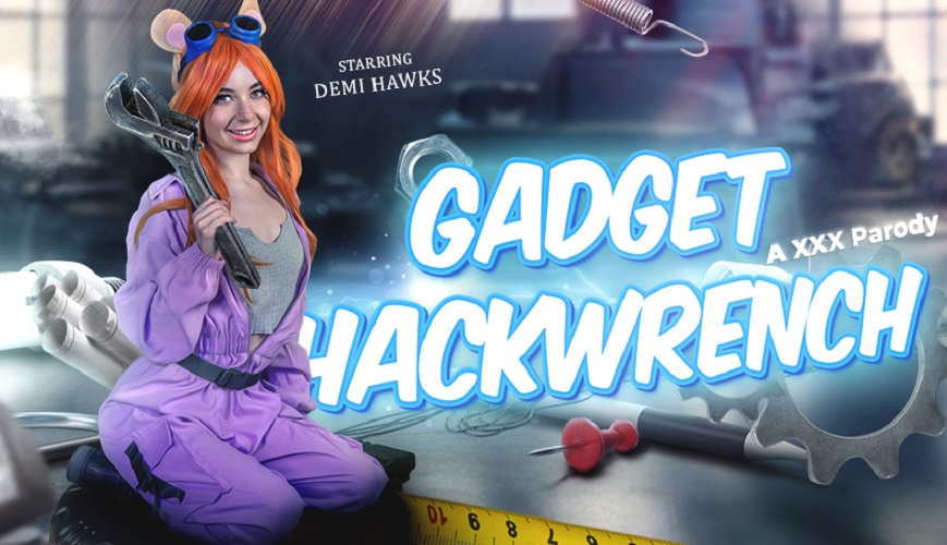 Demi Hawks in a Gadget Hackwrench cosplay performs a POV blowjob in 8K VR production by VR Conk