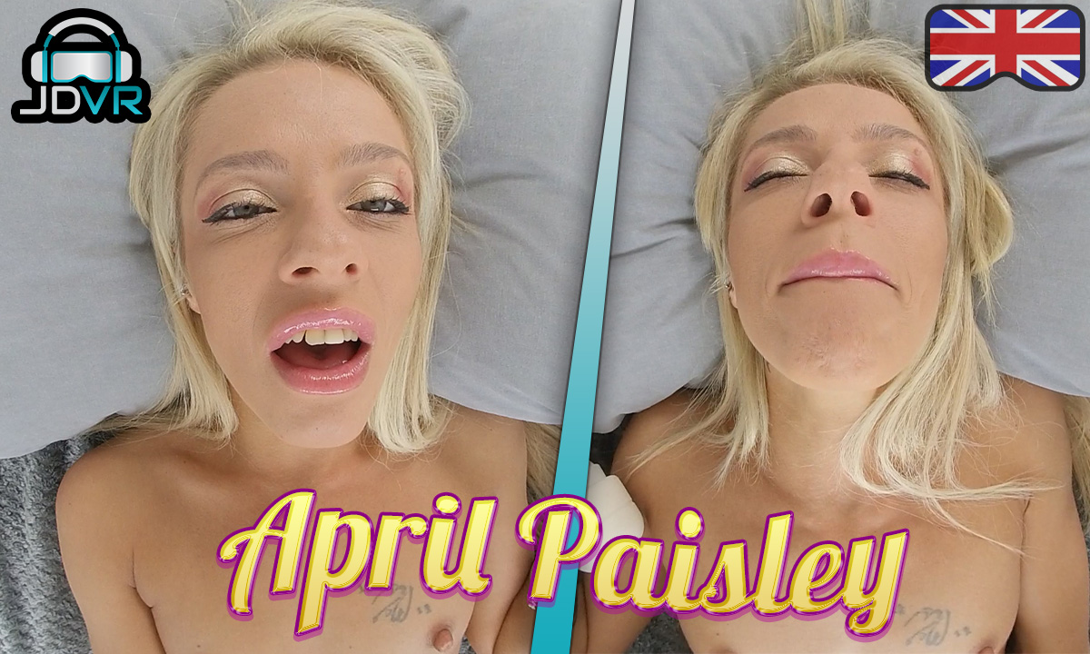 April Paisley performs a British POV scene in 4K 60 FPS VR with multicam angles for immersive adult viewing.