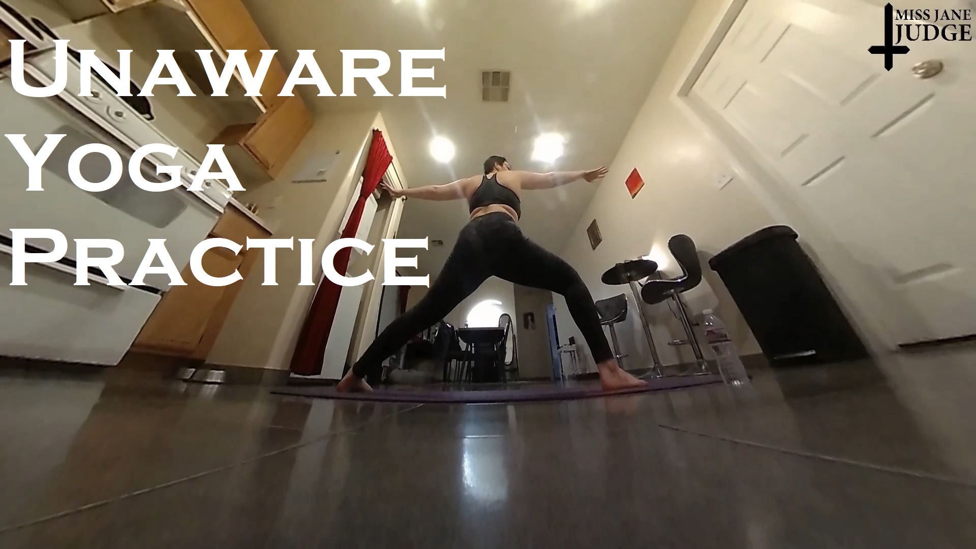 Jane Judge performs a solo yoga routine in a studio setting for this non-POV 3D VR video production.