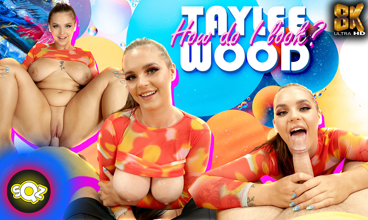 Taylee Wood performs a POV blowjob in this 4K European VR video from Squeeze VR.