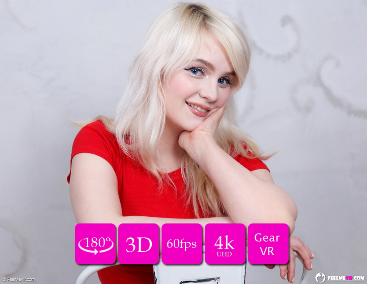Coroline Prettyface appears naked in a casting scenario filmed in 60 FPS VR non POV production by FeelmeVR.