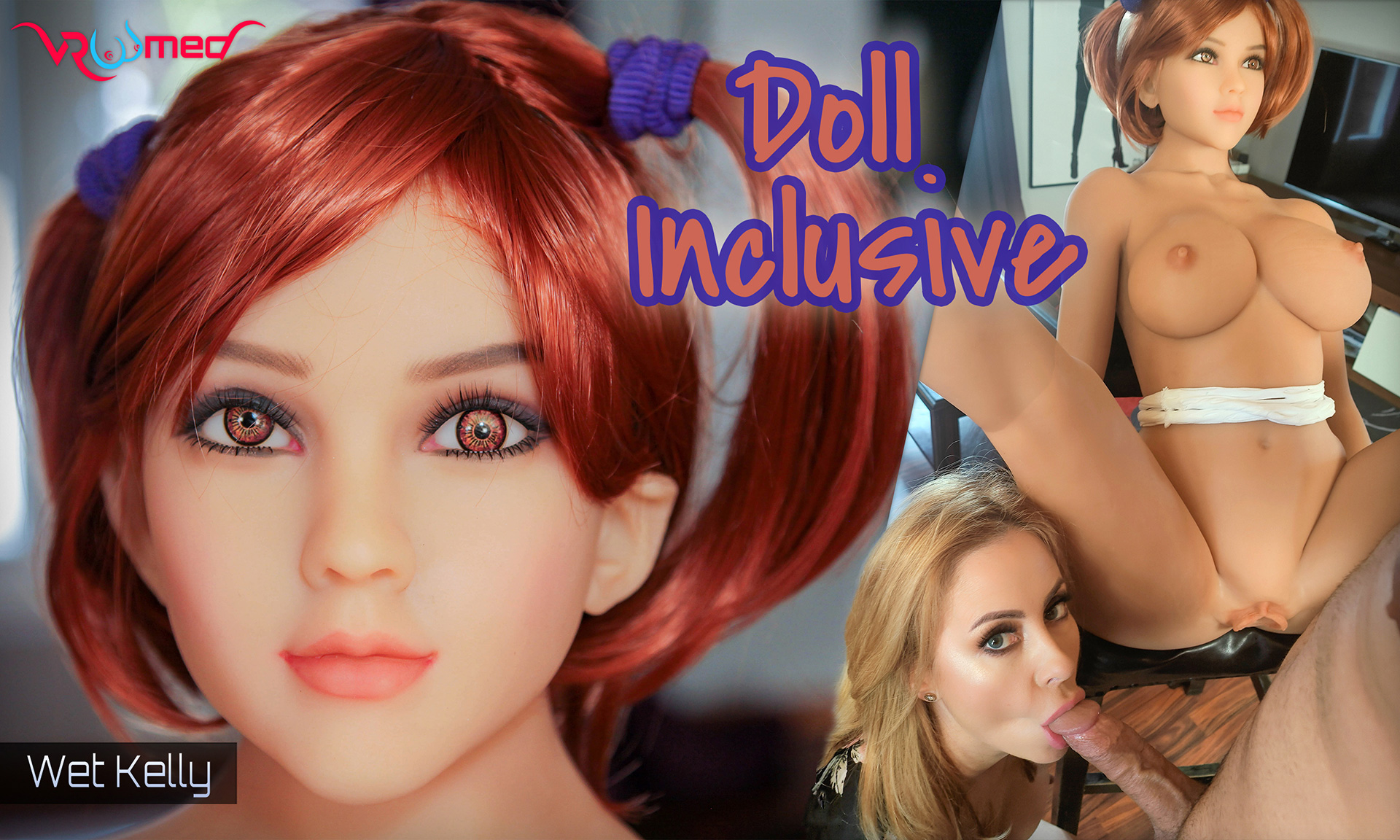 Britney Kelly performs a blowjob on a sex doll in a 4K VR POV scene with 60 FPS.