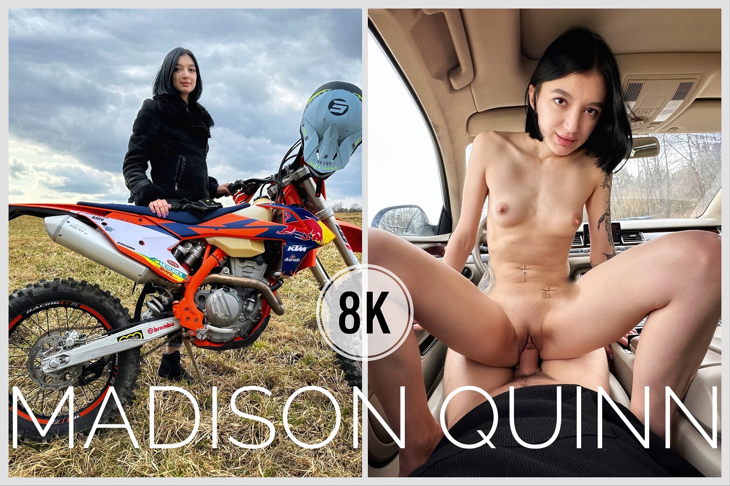 Madison Quinn performs a POV blowjob outdoors in 4K VR with 60 FPS visuals.