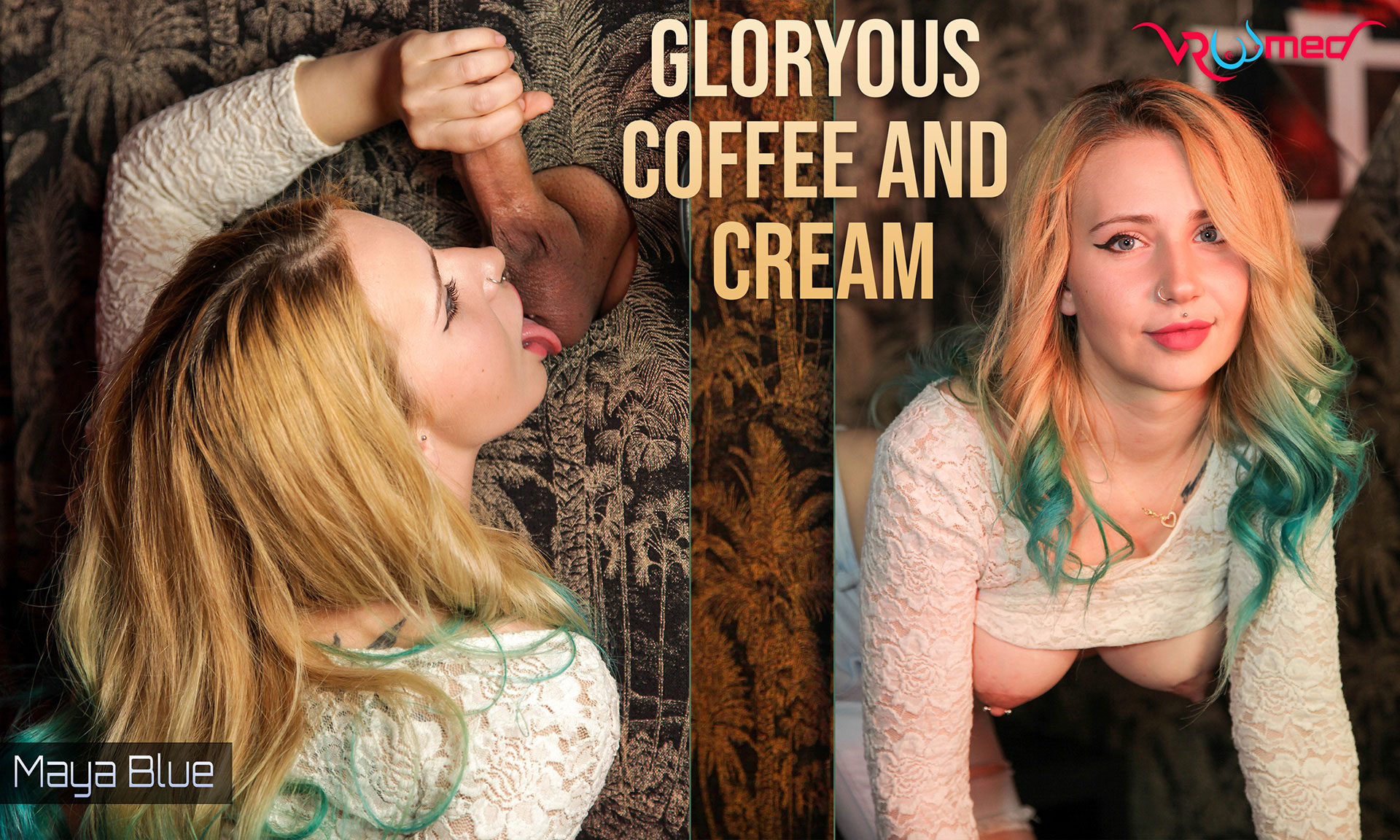 Maya Blue performs a blowjob and gloryhole in a non POV 4K VR scene.