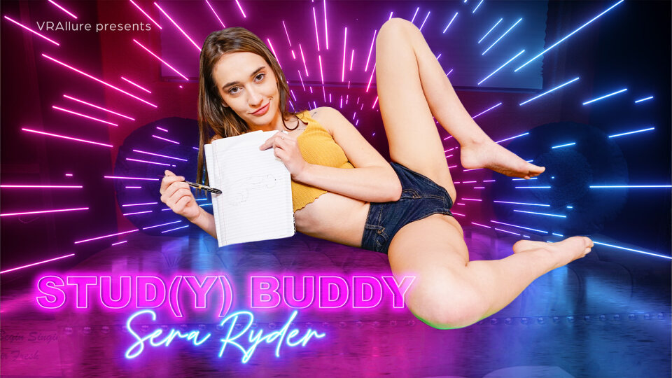 Sera Ryder performs a solo VR porn scene in a bedroom setting with 4K resolution and POV camera angles.