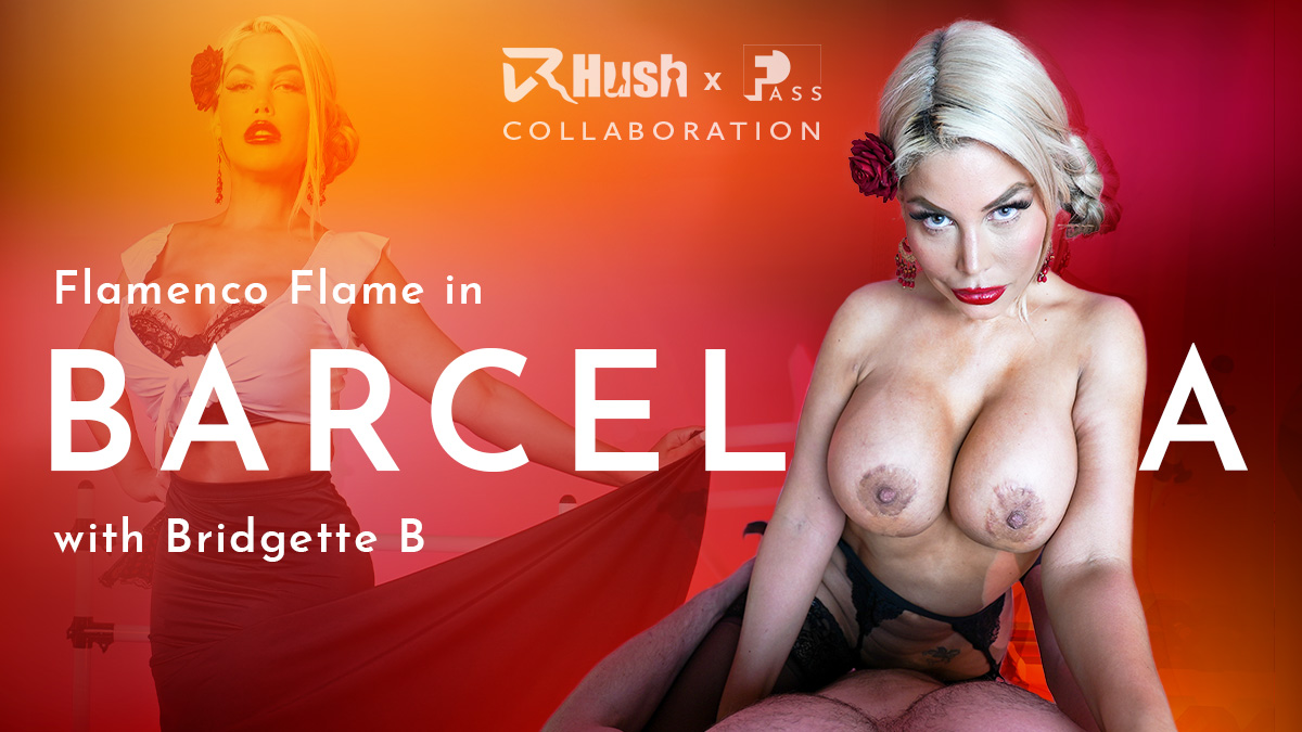 Bridgette B performing a POV blowjob in Barcelona with 4K quality and 60 FPS VR visuals.