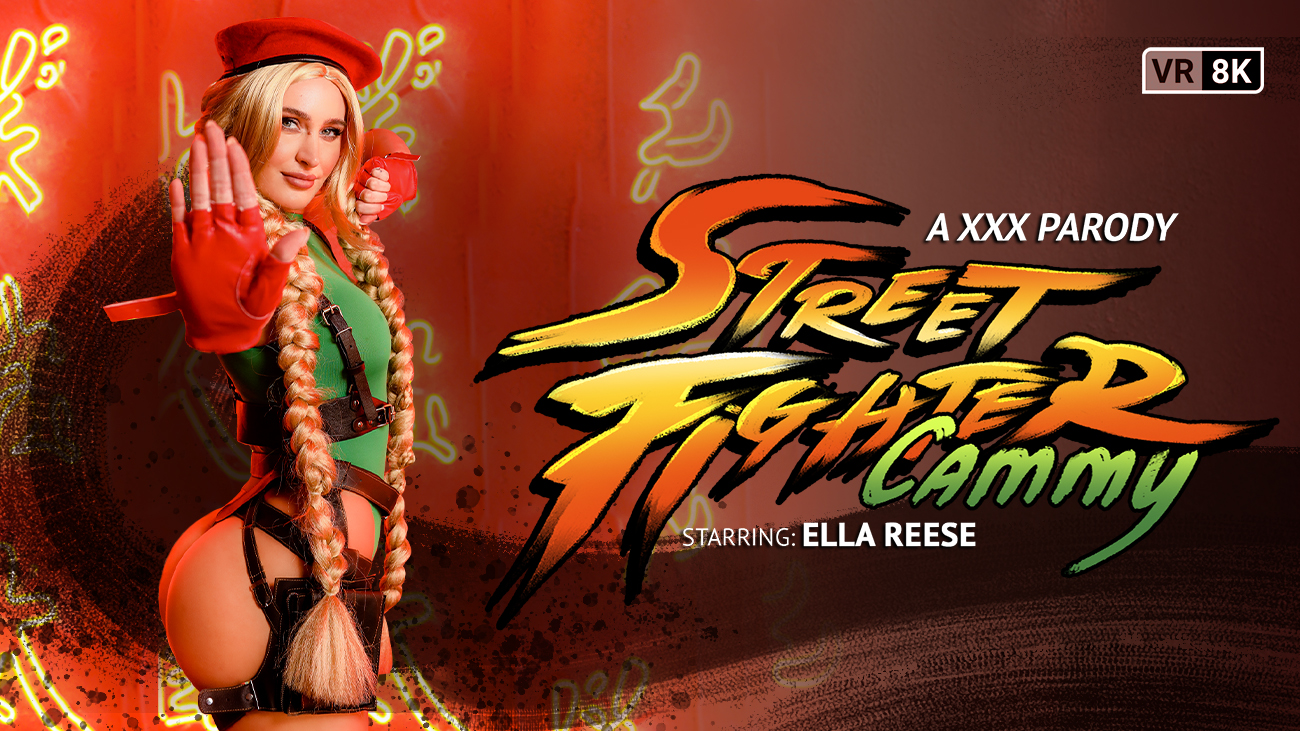 Ella Reese in Cammy cosplay performs a POV blowjob in 4K VR with 60 FPS smooth motion.