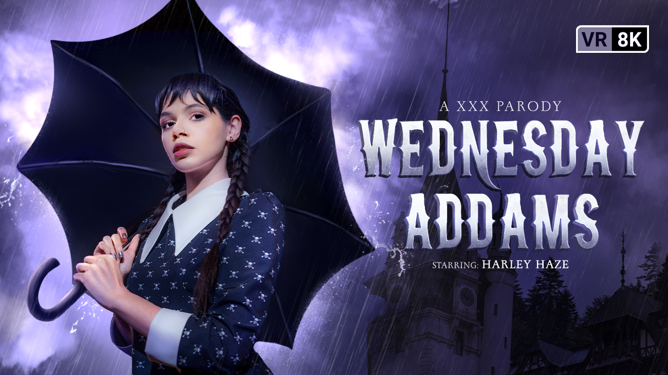 Dark Wednesday Addams XXX Parody: Harley Haze in 8K VR