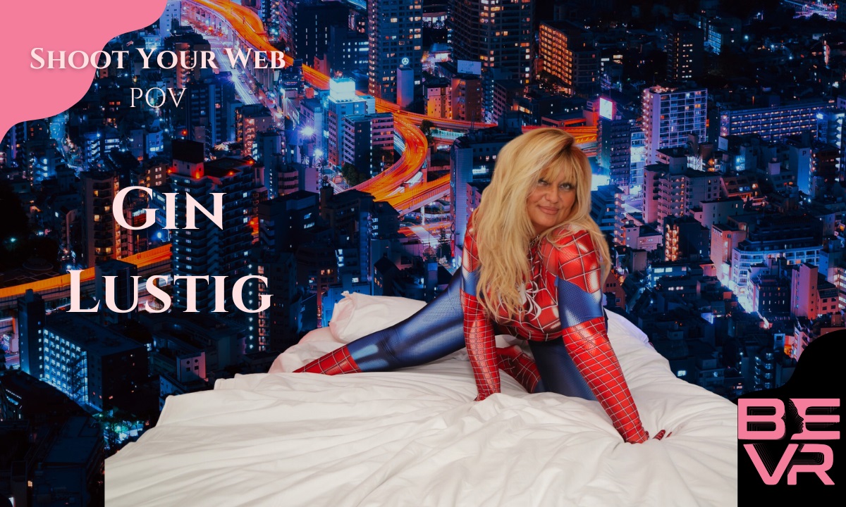Gin Lustig models as a spider in a POV VR 4K solo cosplay scene filmed at 60 frames per second for immersive viewing.