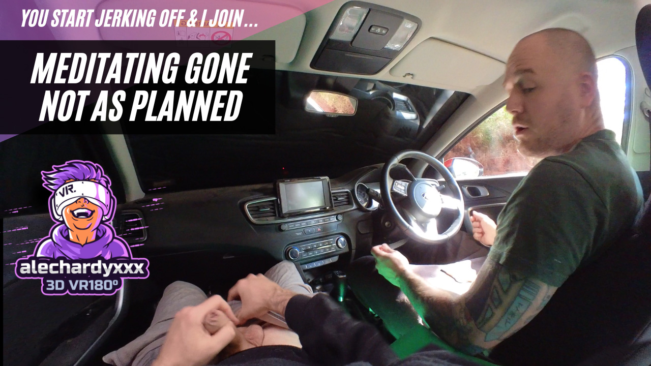 A man jerks off in a POV shot while joining a partner in a VR 4K 60 FPS premium production by Alec Hardy.