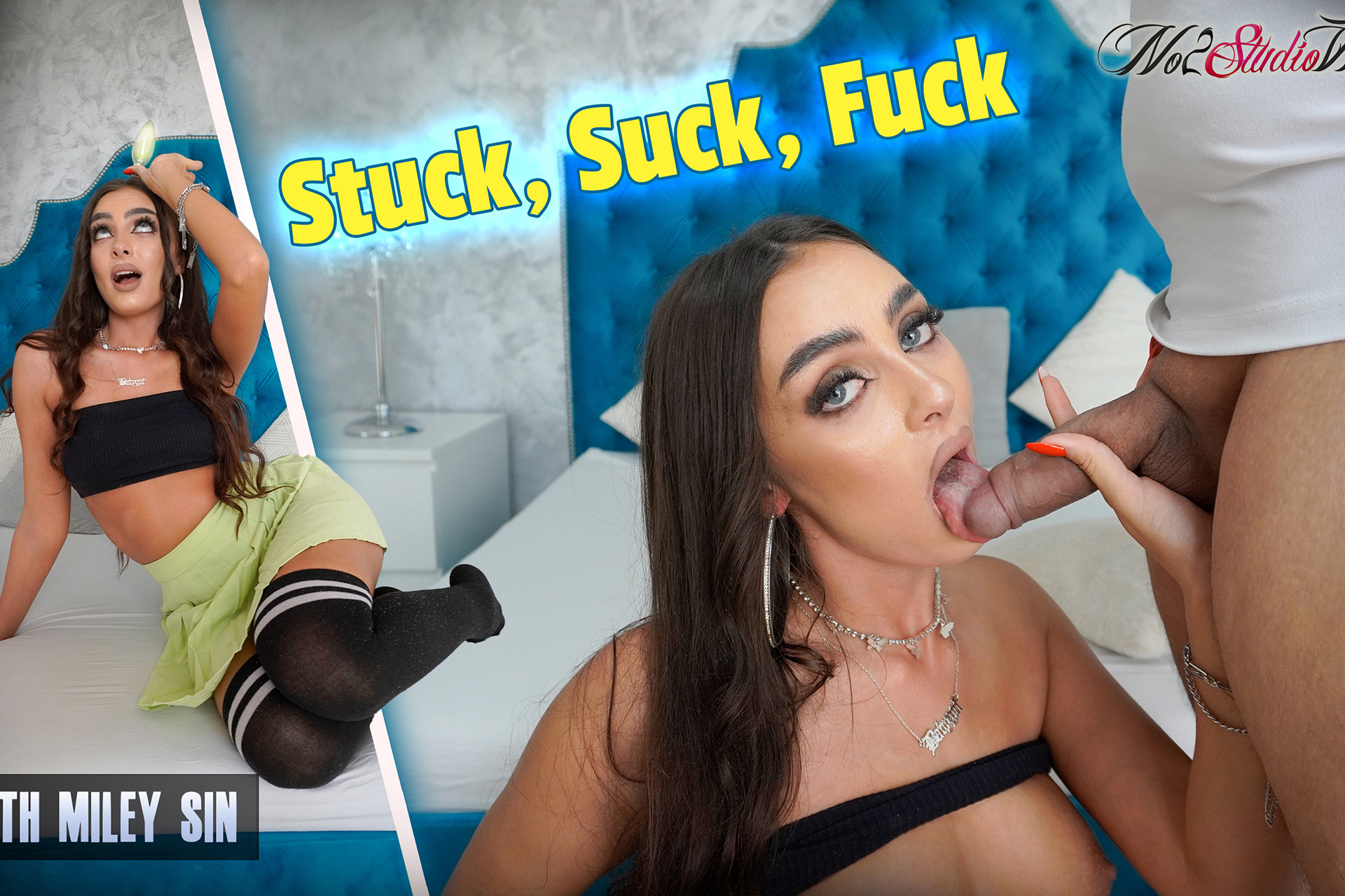 Brunette Miley Sin performs oral sex in a POV VR scene with 4K resolution and 60 FPS from No2StudioVR.