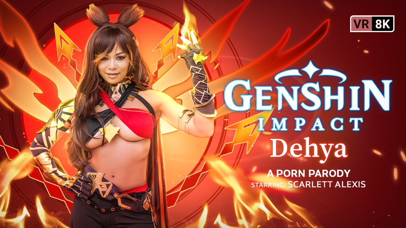 Scarlett Alexis as Dehya performs a POV blowjob and titty fuck in close up cosplay for VR Conk 60fps