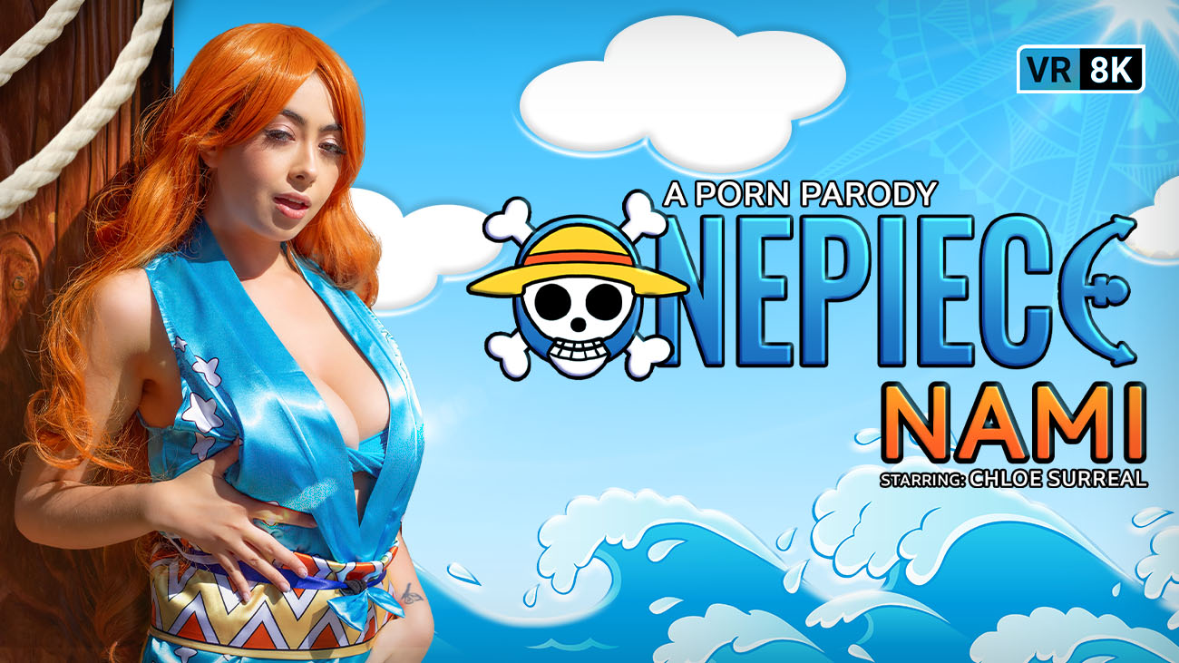 Chloe Surreal as Nami in cosplay gives a close up POV blowjob outdoors in this 60 FPS VR parody video.