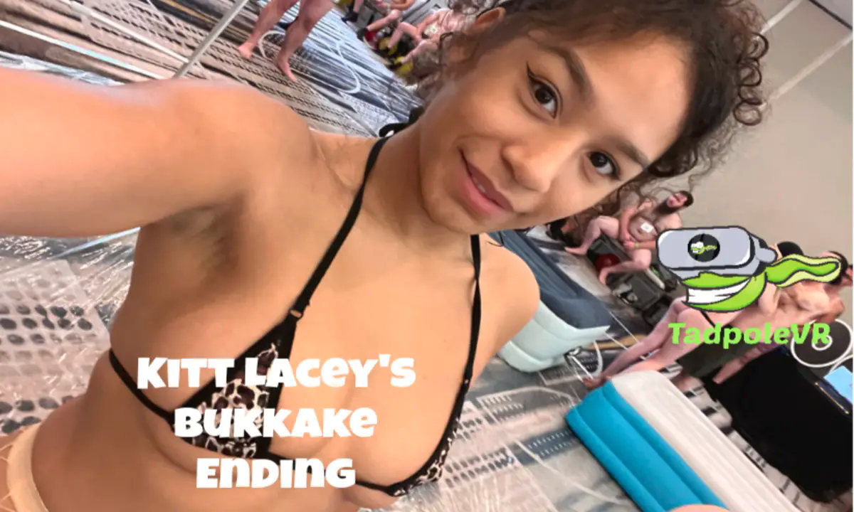 Kitt Lacey receives a bukkake ending during a group sex scene in this premium 4K non POV VR video by TadPoleXXXStudio