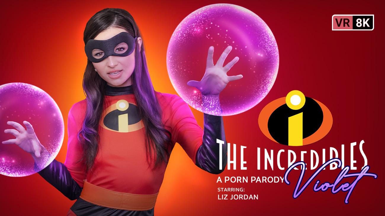 Liz Jordan in a Violet Incredibles cosplay performs a POV blowjob close up in 8K VR