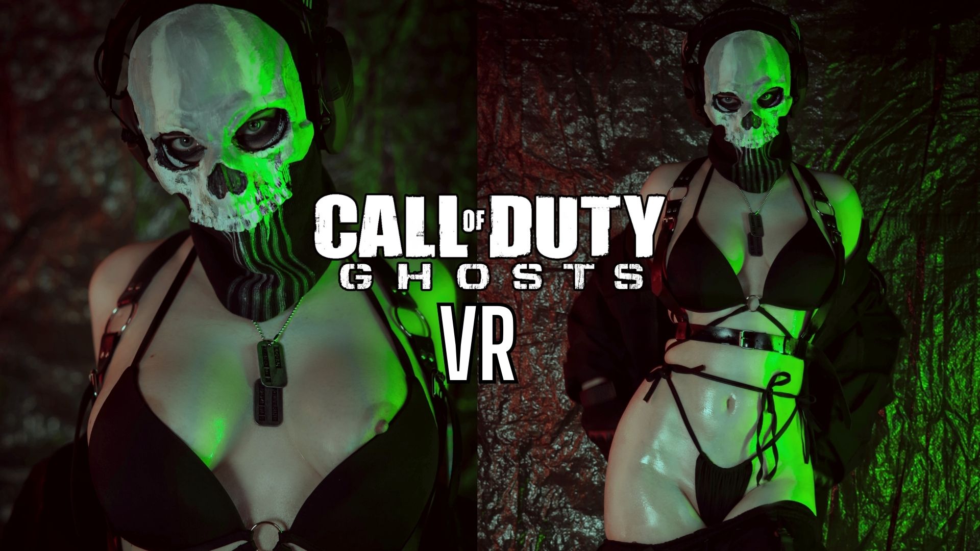 MollyRedWolf in Call of Duty Ghost cosplay performs a strap-on femdom POV scene in 60 FPS VR.