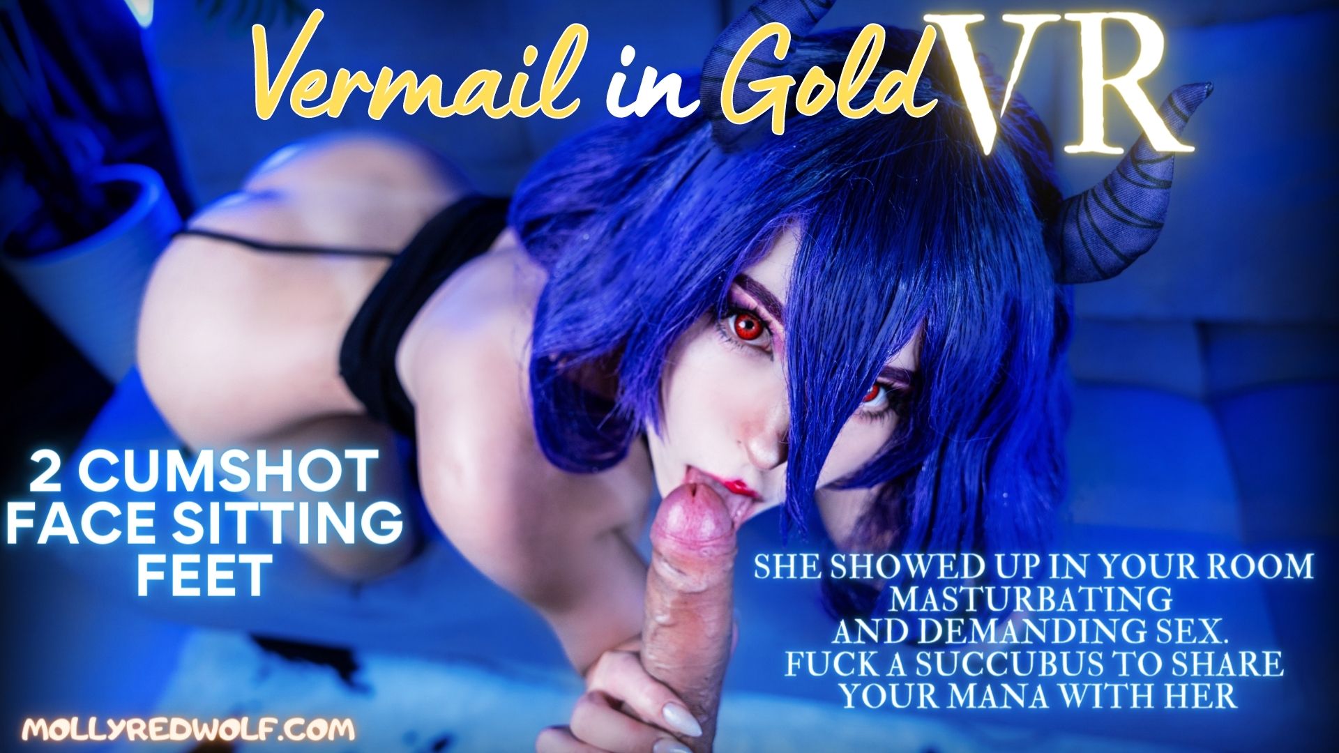 MollyRedWolf performs a close-up blowjob as a succubus Vermeil cosplay in this 4K VR video with 60 FPS.