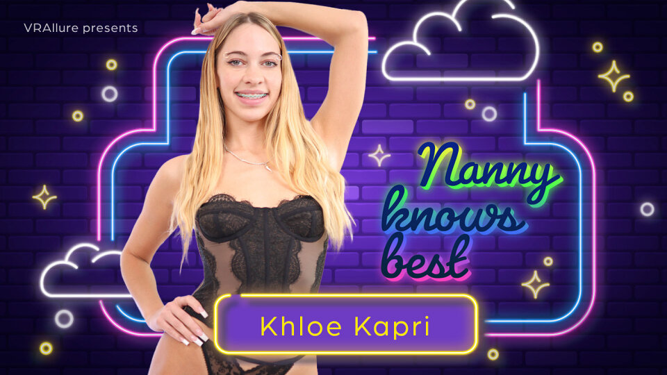Khloe Kapri performs a solo POV close up kiss in a nanny role with 60 FPS VRAllure production