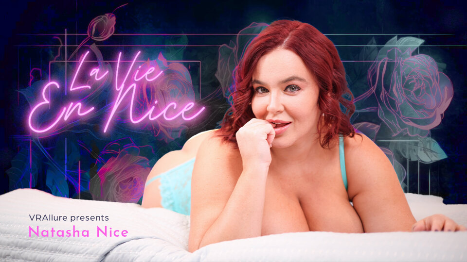 Natasha Nice performs a close up solo kiss in a French POV VR scene captured in 4K resolution.
