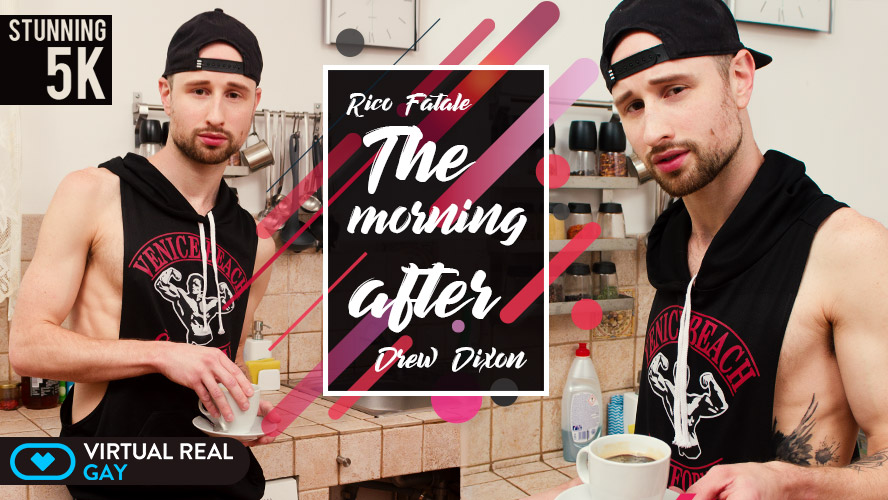Rico Fatale and Drew Dixon perform anal and oral sex in a morning setting, presented in this 60 FPS VR POV video.