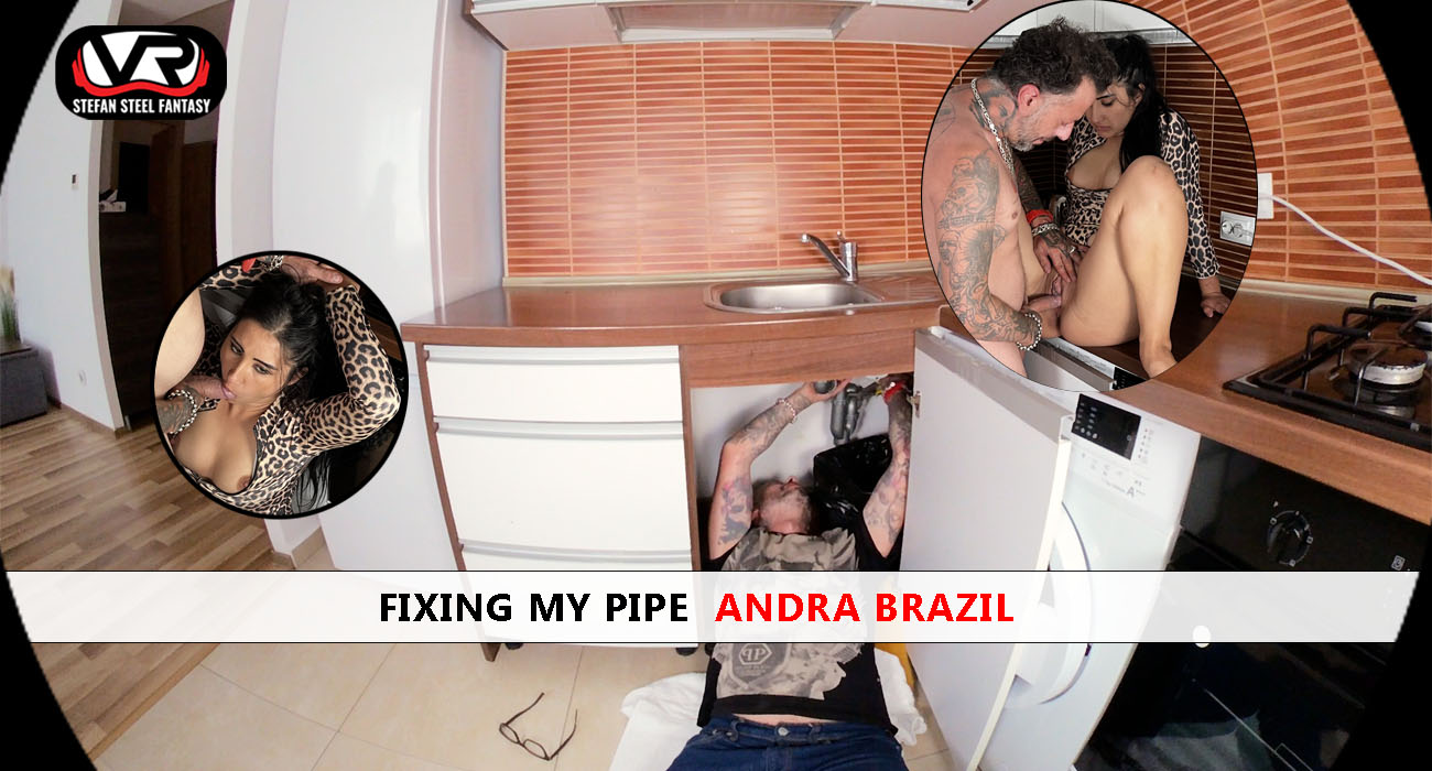 Andra Brazil performs a blowjob in a maintenance setting, presented in 4K non-POV VR by Stefan Steel Fantasy.