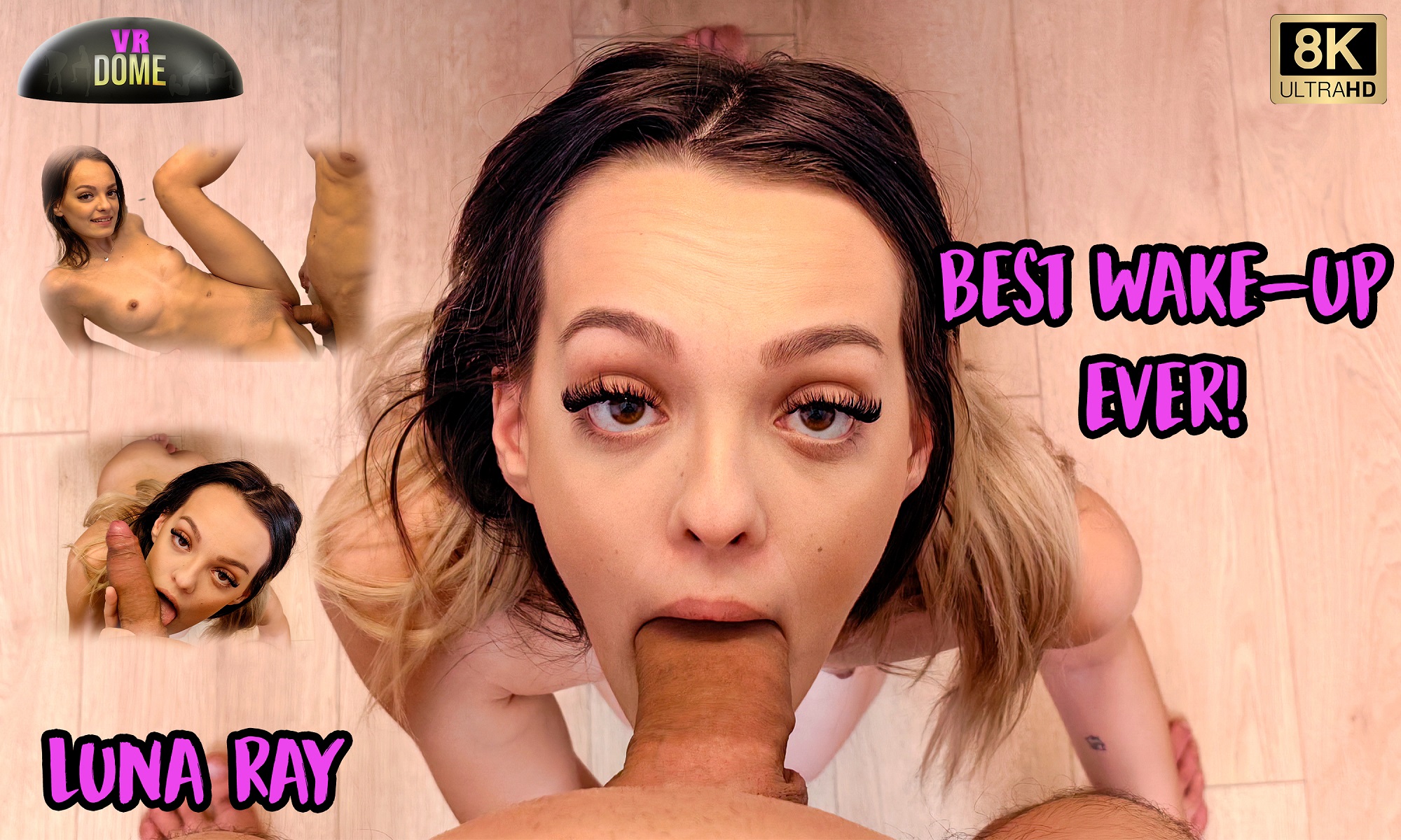Luna Ray performs a POV blowjob and handjob in a 4K VRDome production with 60 FPS smooth motion.