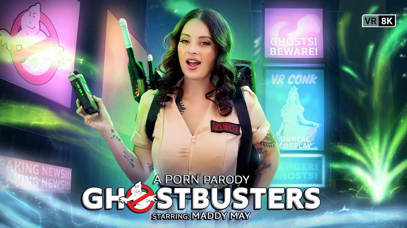 Maddy May in Ghostbusters cosplay performs a close up POV blowjob in 8K VR with 60 FPS rendering by VR Conk