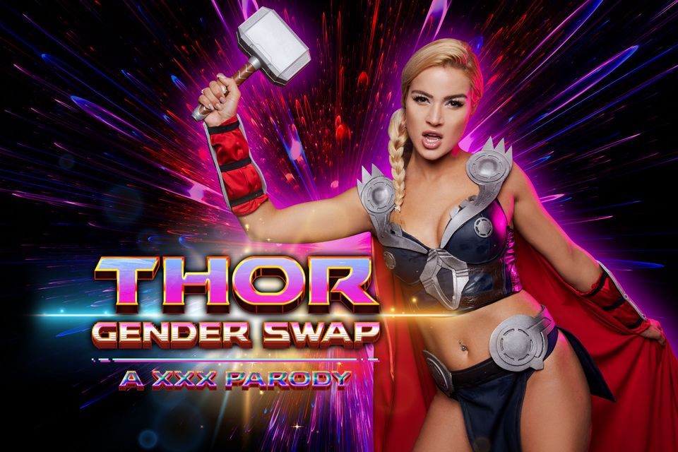 Cherry Kiss as Thor cosplay performs anal and oral acts in a VR POV scene with 60fps Serbian production.