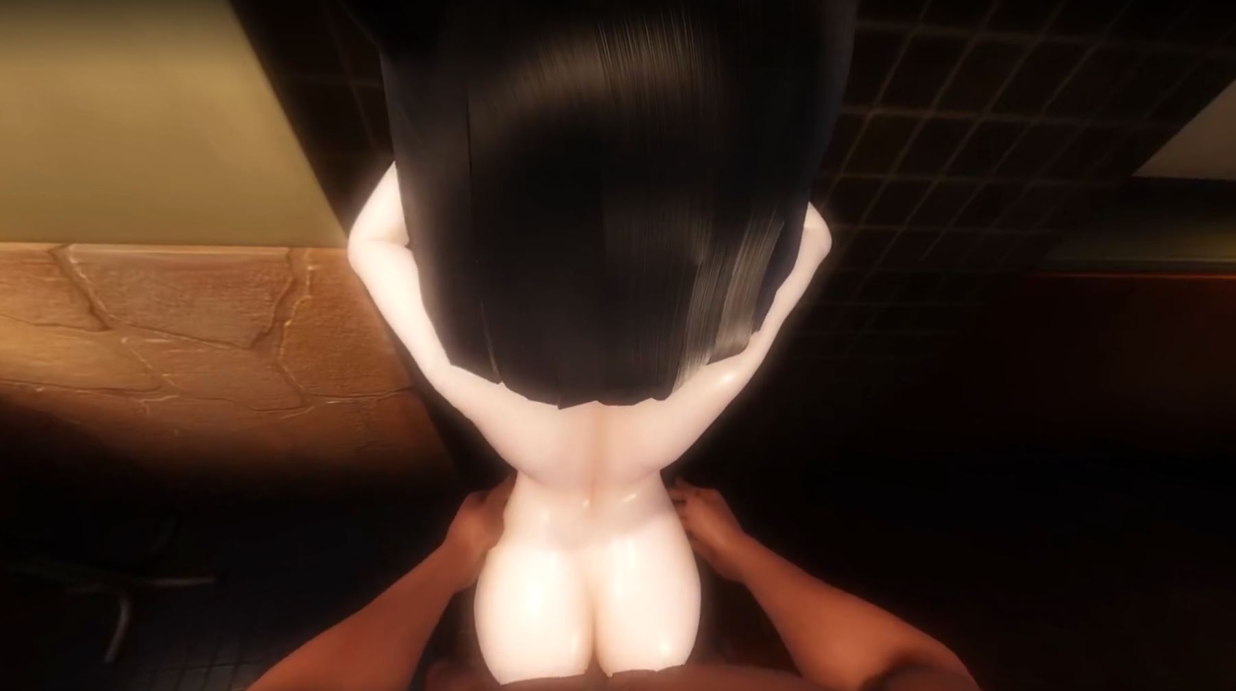 Brunette Justice Mob Chan receives a handjob and pussy licking from a POV perspective in this 4K VR scene against a wall.
