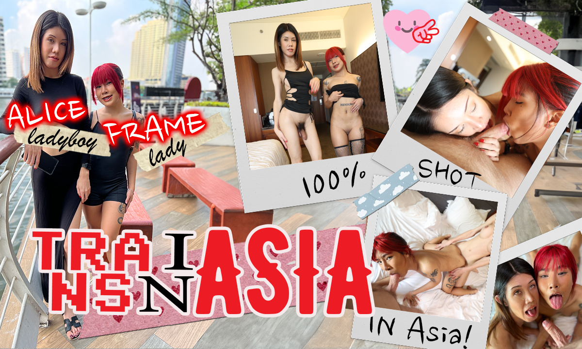 Alice and Frame engage in anal POV with a ladyboy in 60 FPS VR.