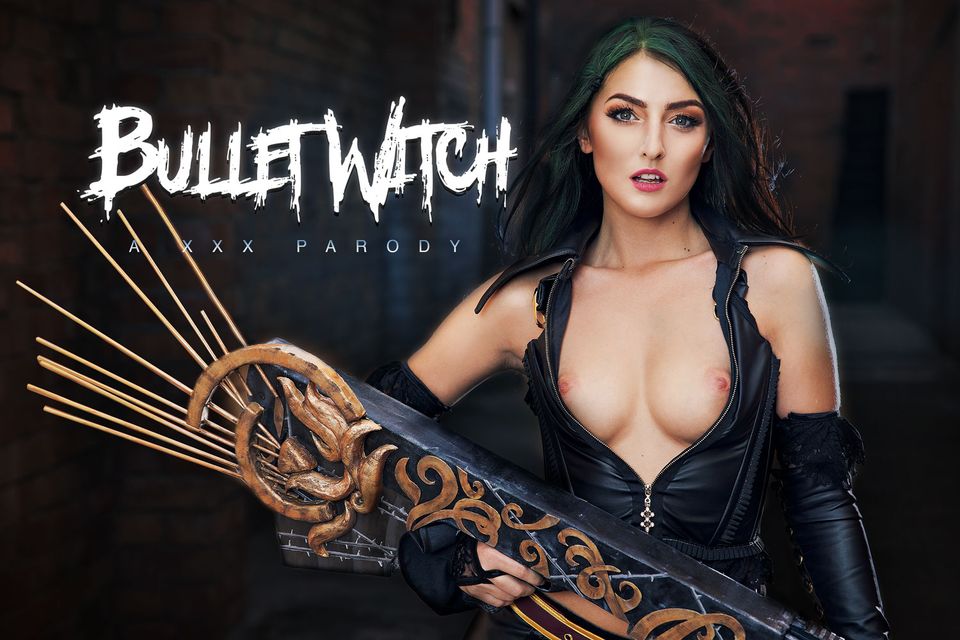 Cosplayer Katy Rose performs oral and anal sex in a POV VR scene from the Bullet Witch parody
