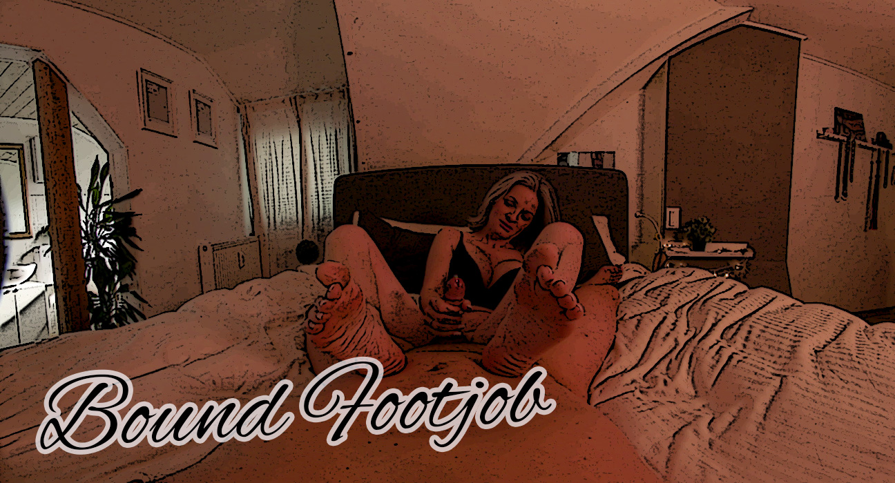 Sabdeluxe performs a footjob in a POV VR scene with 4K resolution.