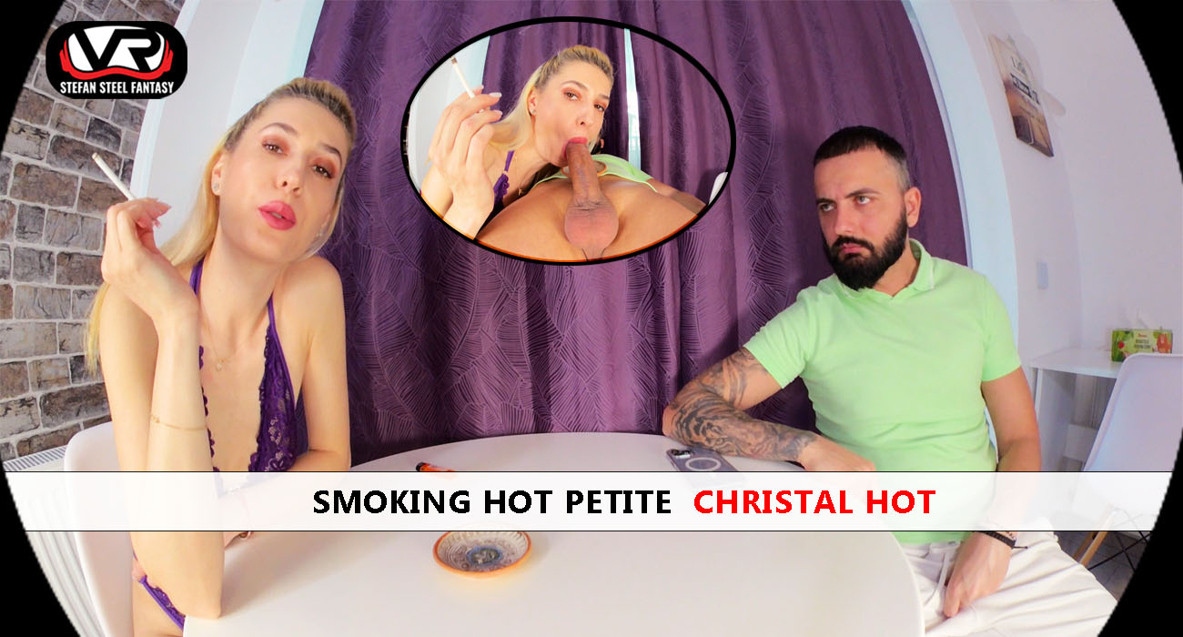 Petite model Christal Hot performs a non-POV blowjob in a Stefan Steel Fantasy 4K VR production.