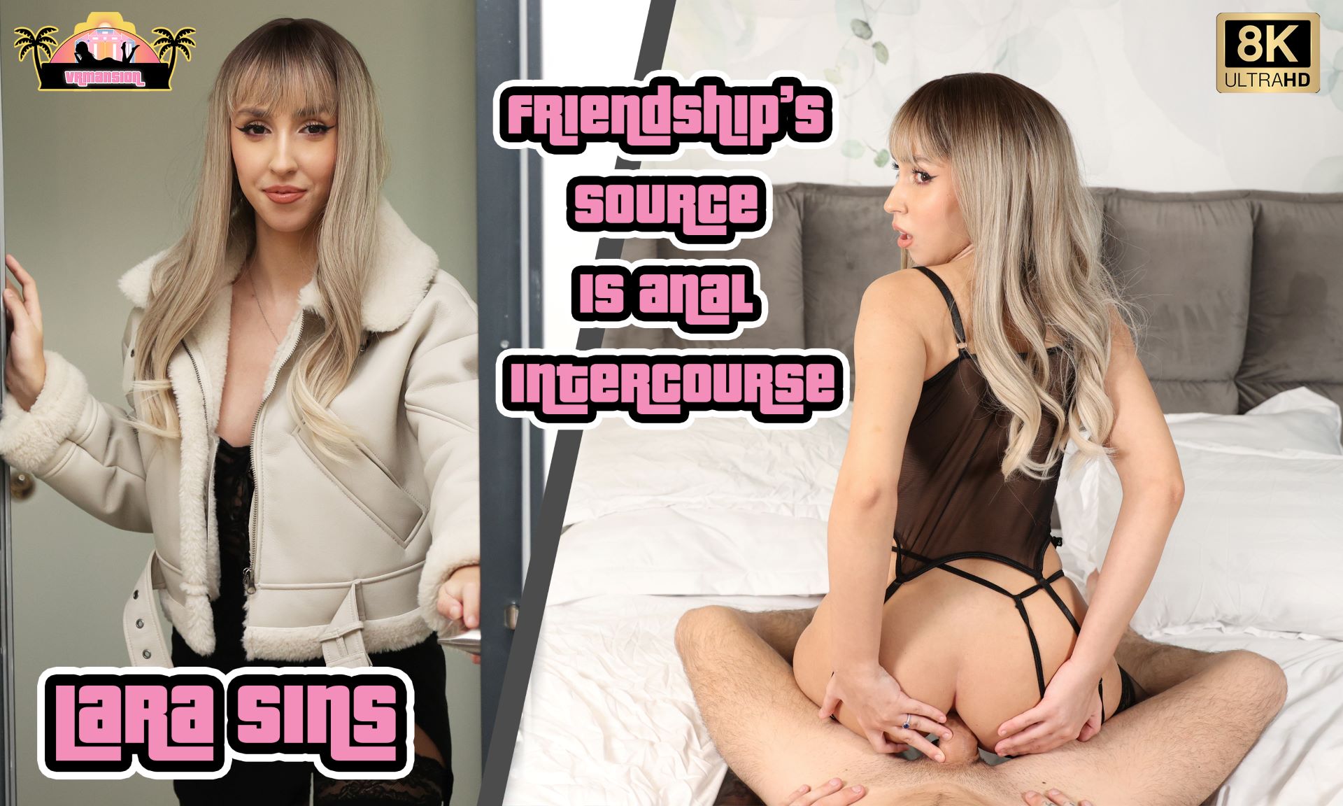 Lara Sins performs anal intercourse and a blowjob in a VRMansion 4K POV scene