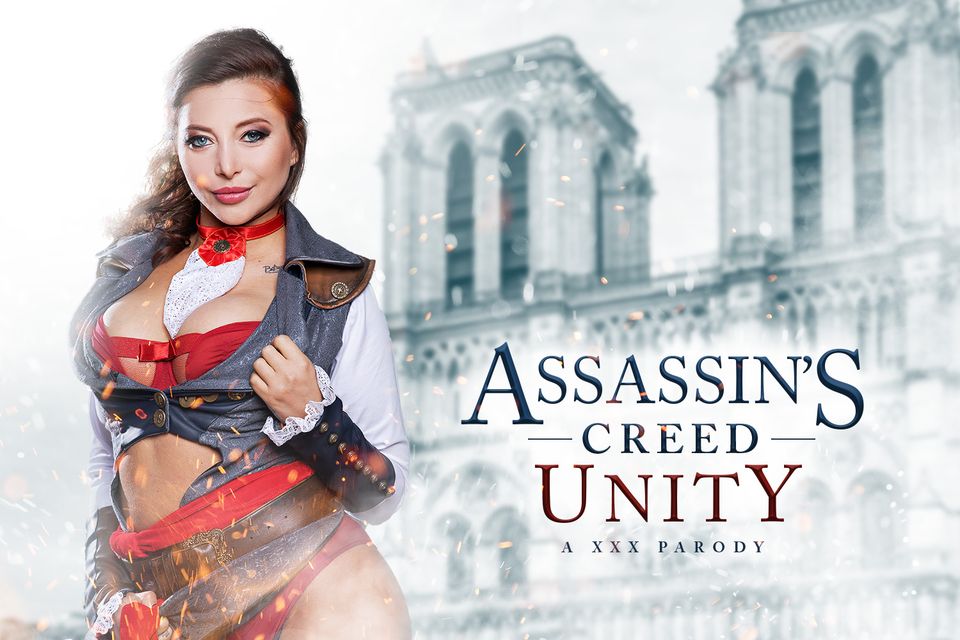Anna Polina in Assassin's Creed cosplay performs a POV blowjob and titty fuck in this Russian VR scene.