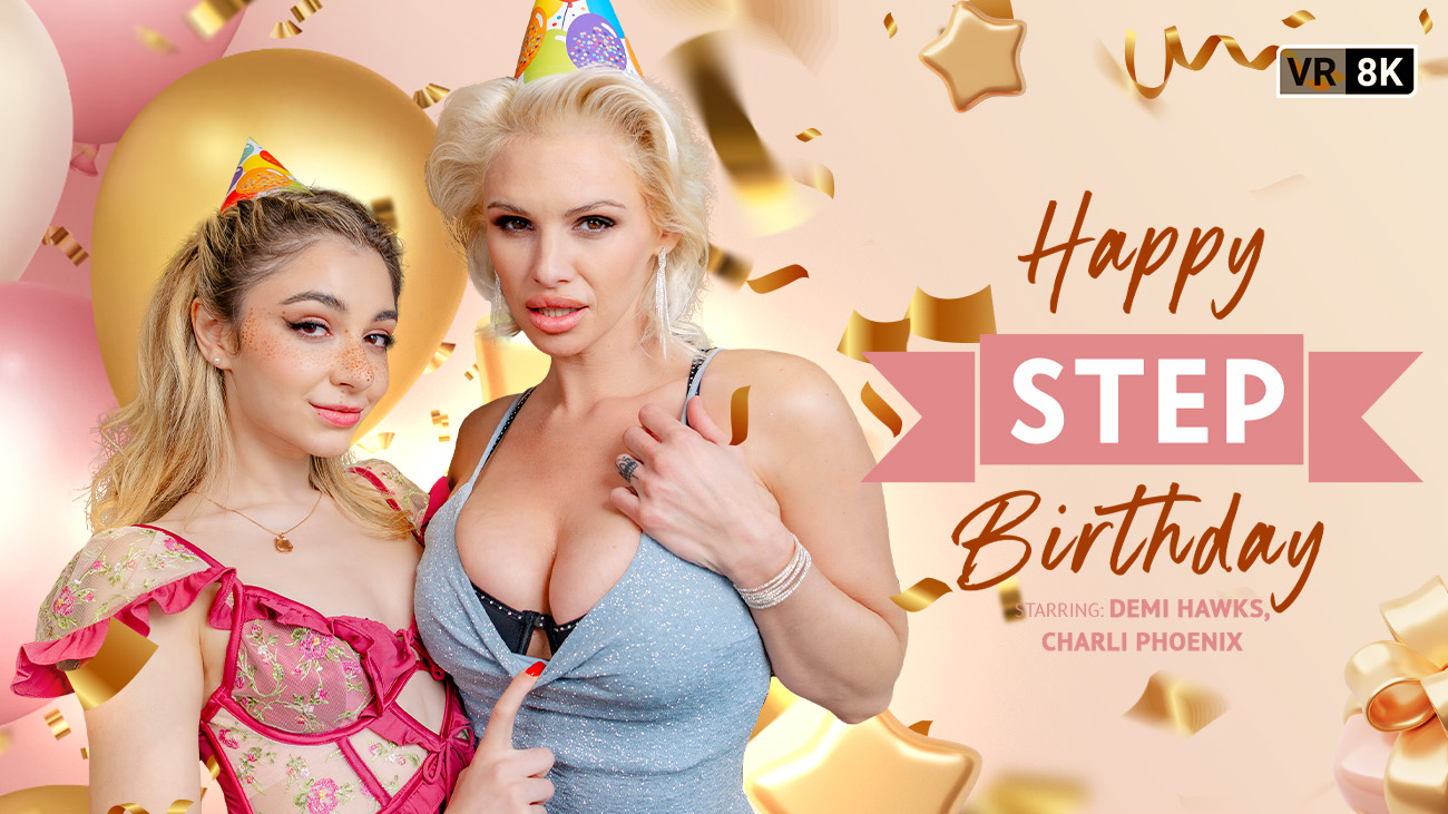 Demi Hawks and Charli Phoenix perform a step family fantasy blowjob in 4K VR POV with 60 frames per second.