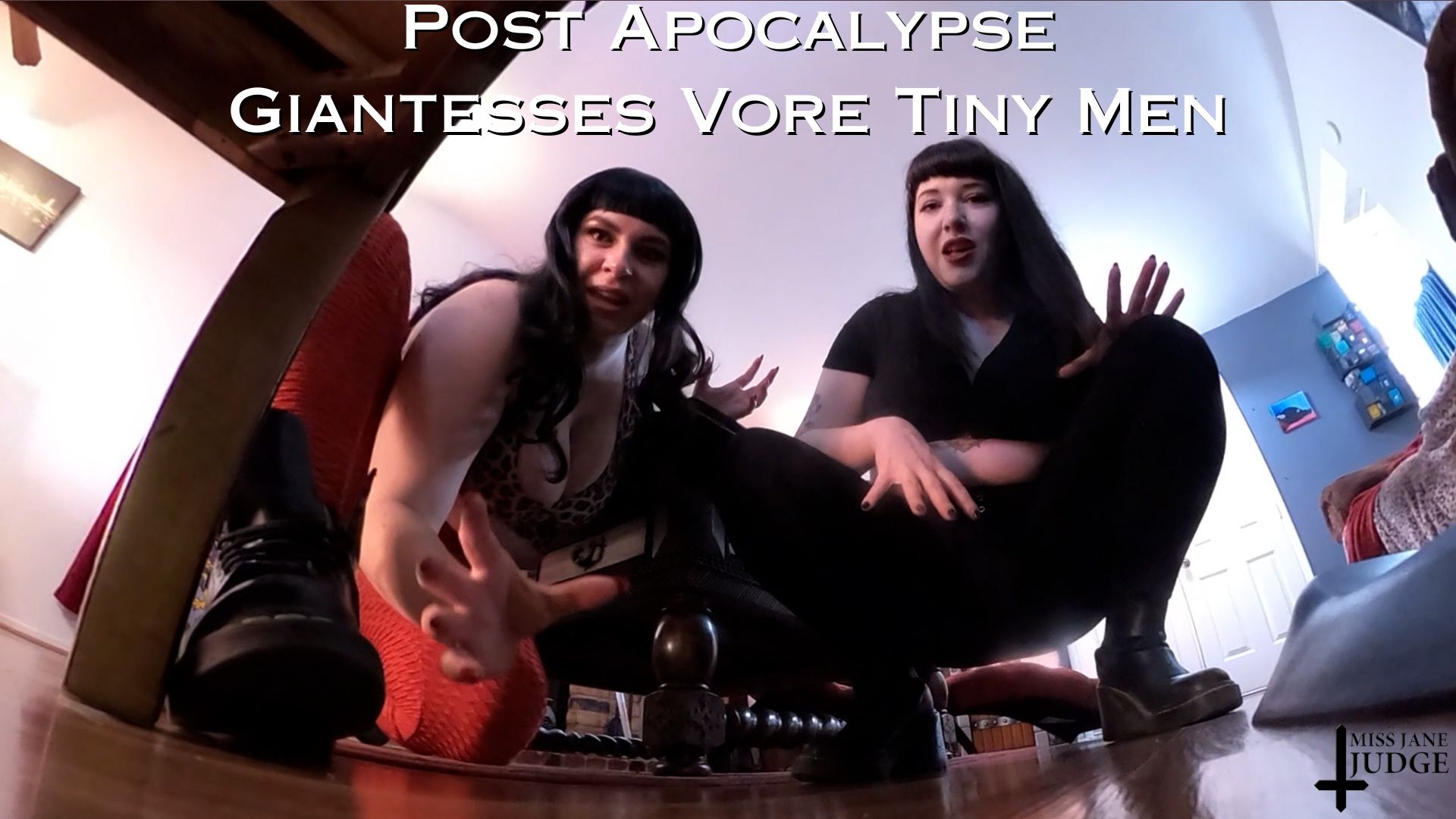 Jane Judge and Lita Lecherous as giantesses devouring tiny men in 4K non POV VR fetish production with 60 FPS visuals.