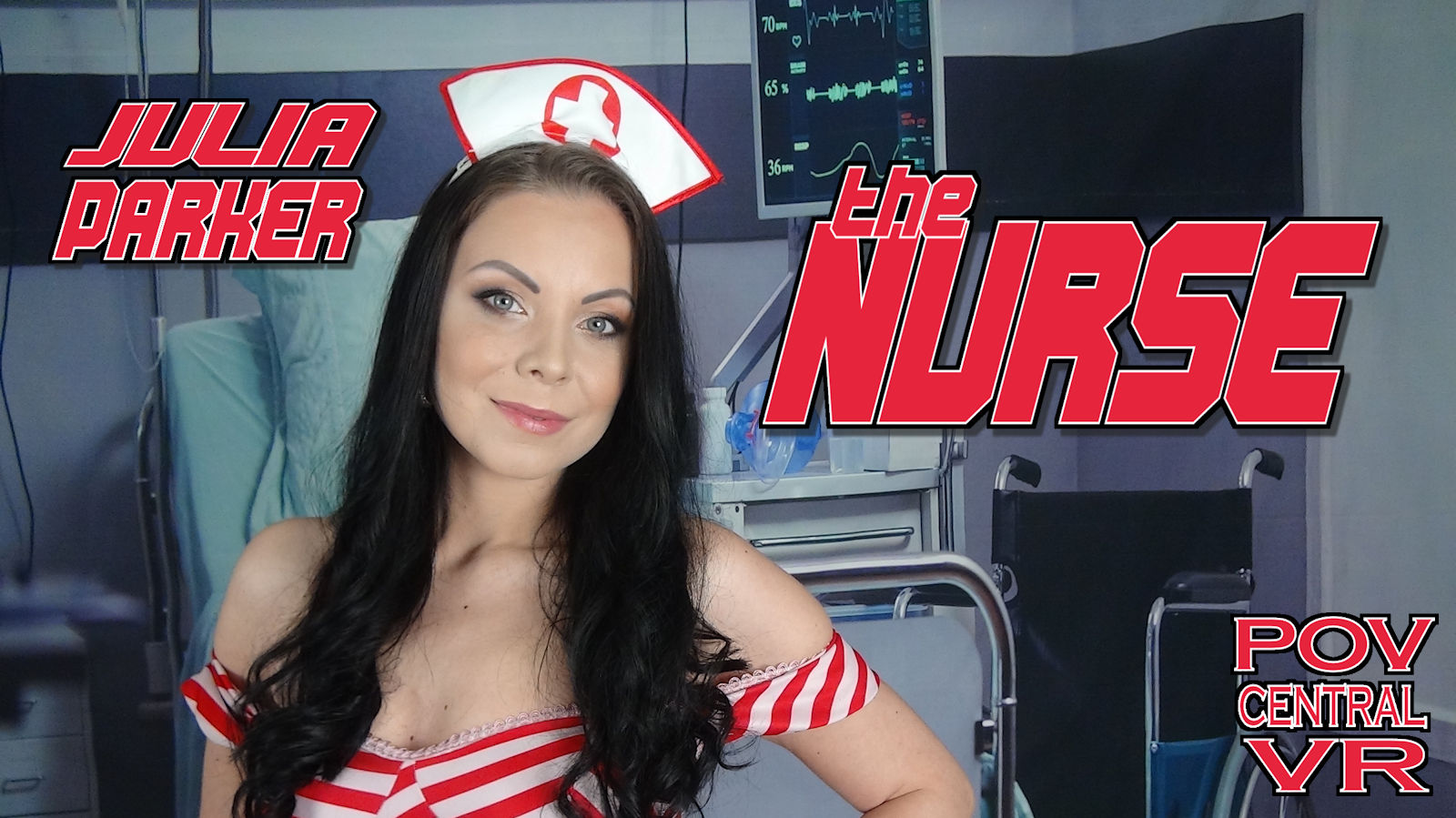 Julia Parker in a nurse cosplay performs a POV blowjob in 4K VR with 60 FPS passthrough footage.