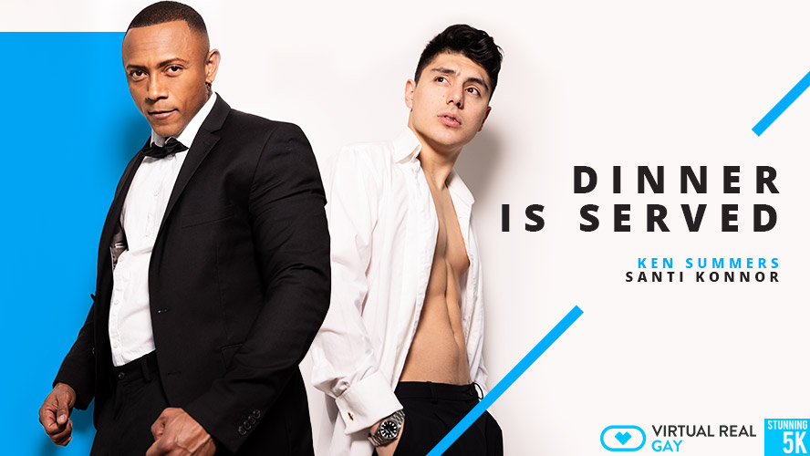 Santi Konnor and Ken Summers enjoy an interracial anal dinner scene filmed in VR POV with 60 FPS quality.