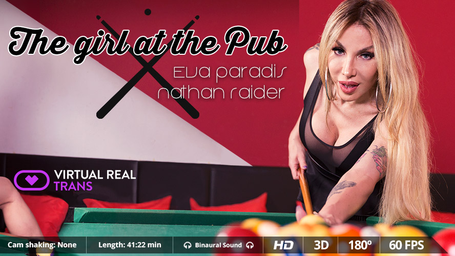 Eva Paradis gives Nathan Raider a blowjob and anal in a pub setting in this VR 4K POV video.