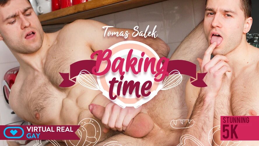Tomas Salek performs solo anal sex in a kitchen setting captured in VR POV with 60 FPS and 8K resolution.