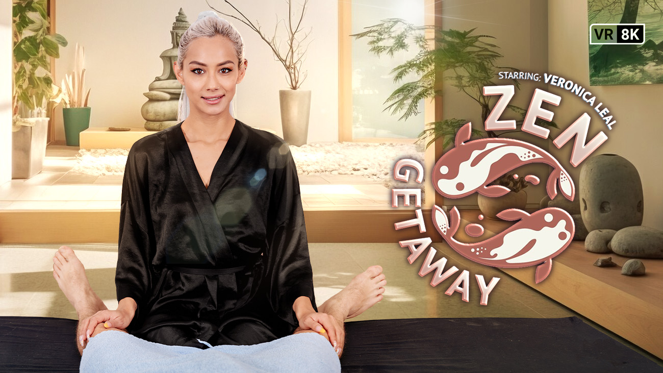 Veronica Leal performs a POV blowjob during a Zen Getaway VR Bangers production in 4K 60 FPS adult video content.