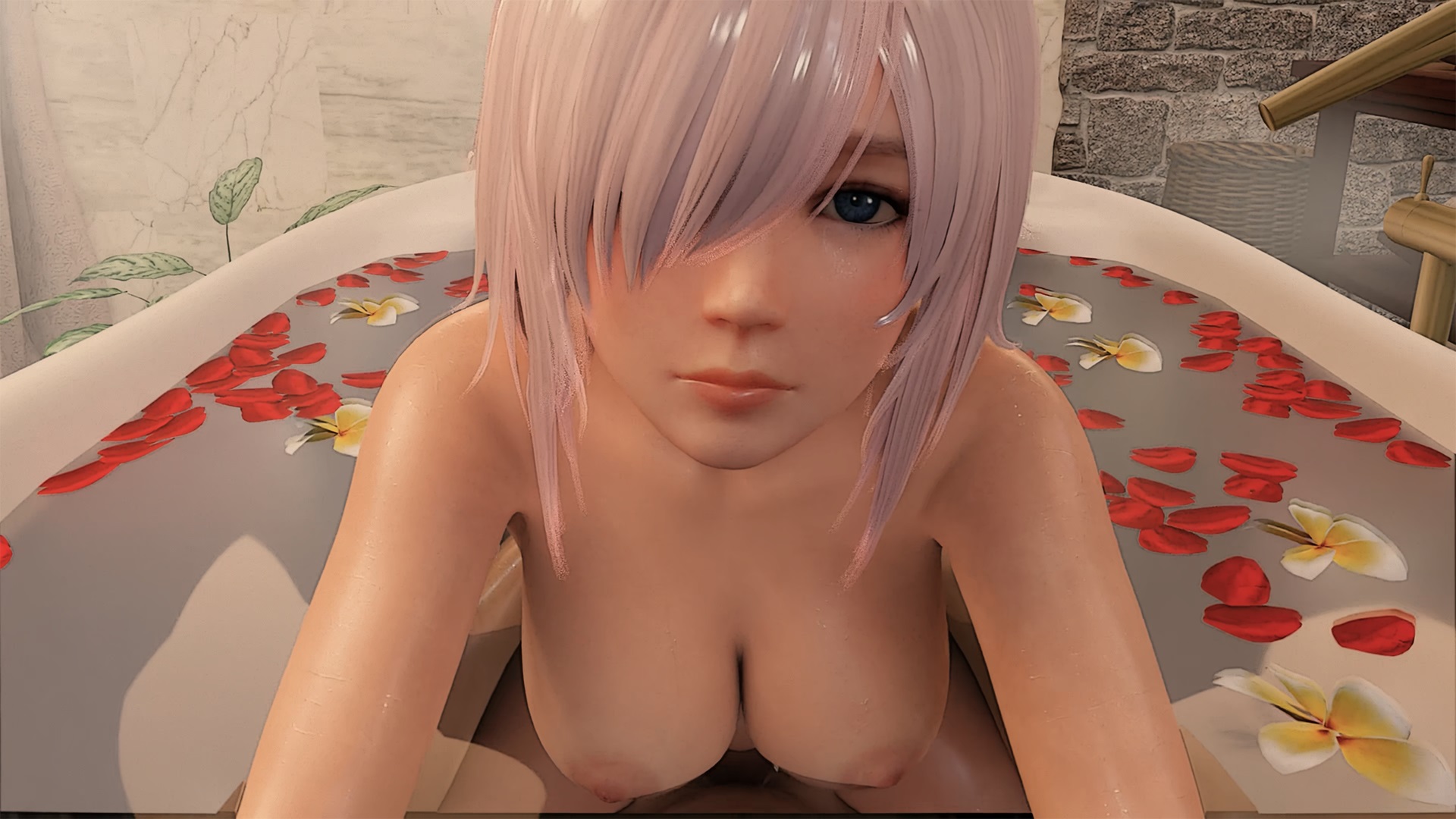 Luna rides in cowgirl position during a VR POV bath scene in 4K 60fps.