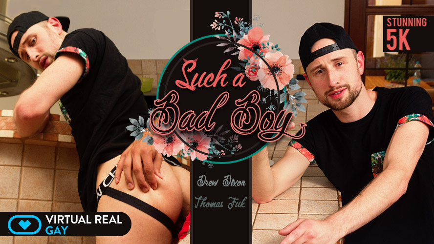 Tomas Fuk and Drew Dixon engage in gay anal and oral sex in a VR POV scene produced by VirtualRealGay